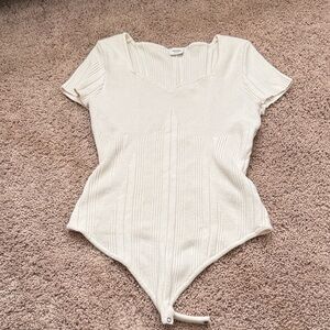 Abercrombie & Fitch Cream Ribbed Bodysuit